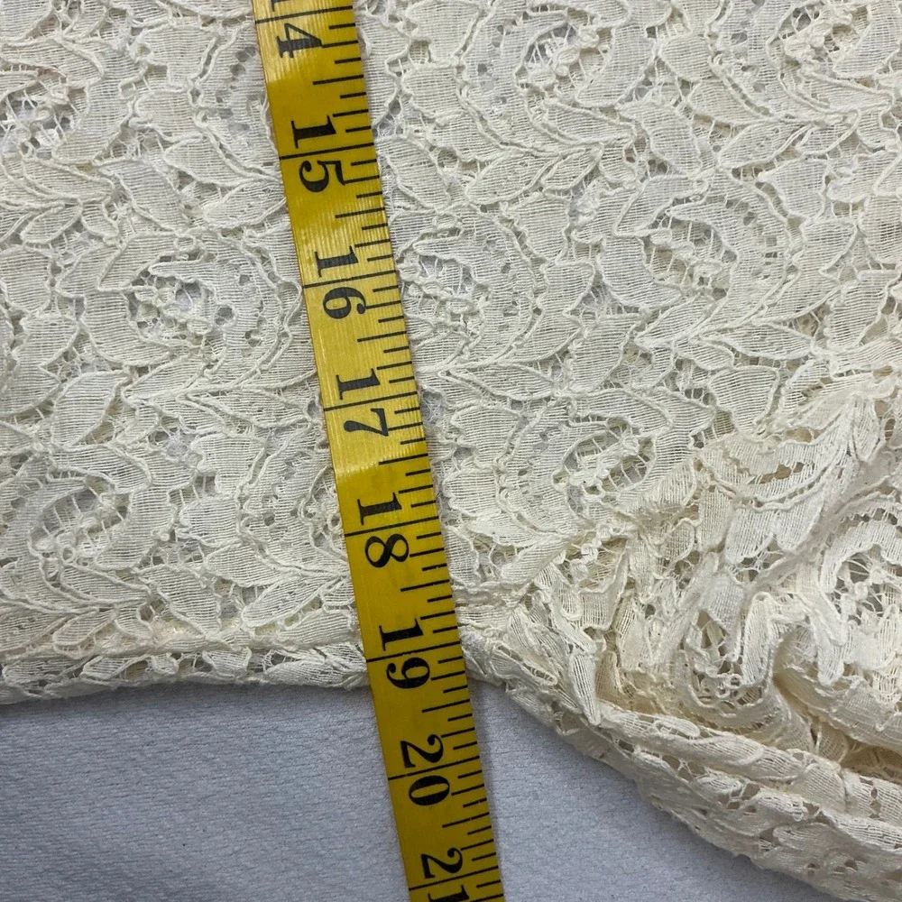 Blossom Boutique Ivory Floral Lace V-Neck Cover-Up Dress 3/4 Sleeve Cream Large